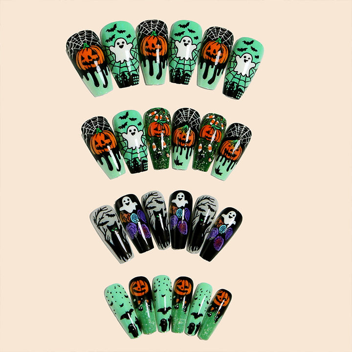 Halloween Artificial Nail Set with Creative Designs and 3D Elements Stornfield