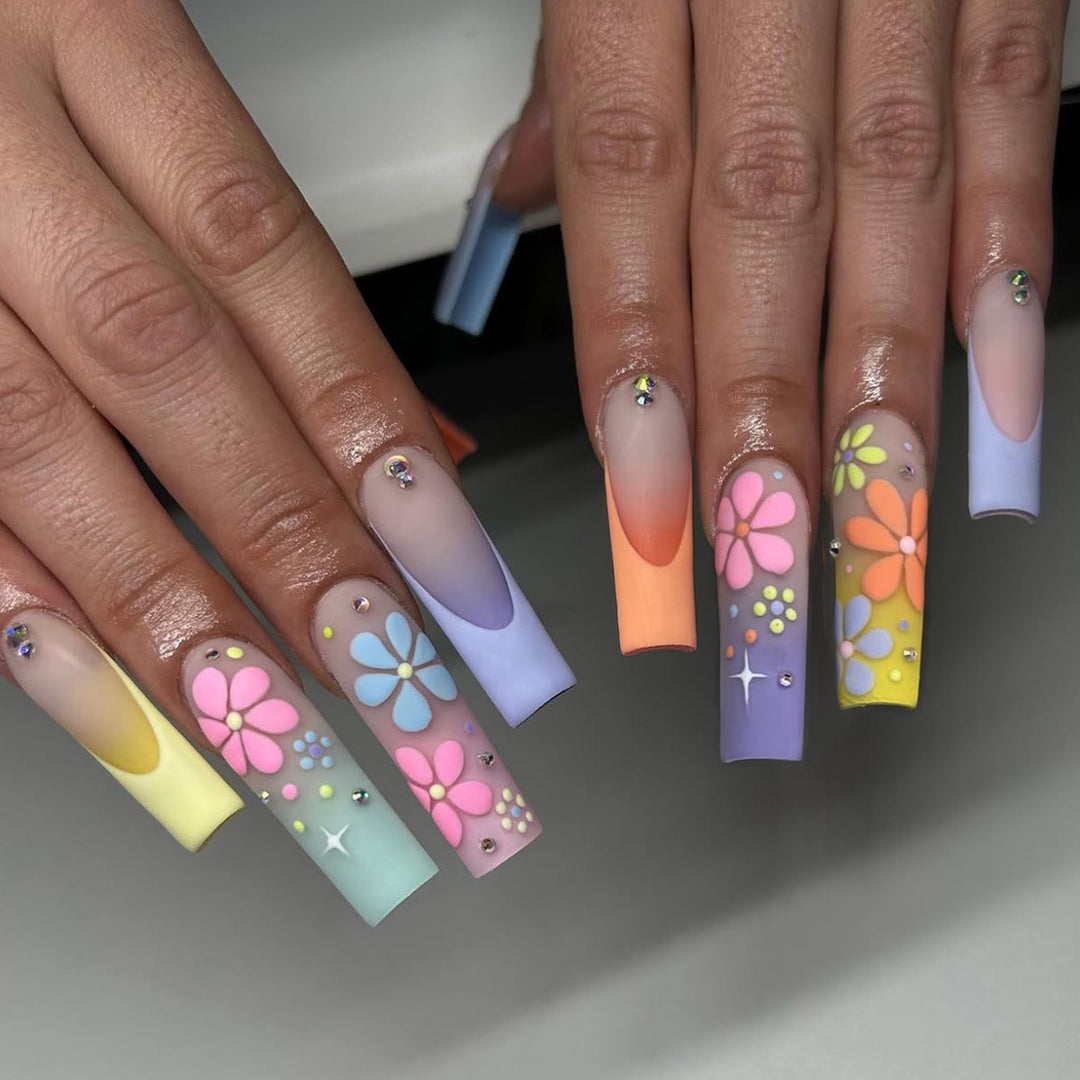 Floral-Themed Long Stiletto Press-On Nails Stornfield