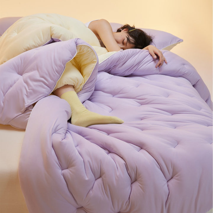 Plush Tufted Dual-Layer Mattress Topper and Lightweight Comforter Set