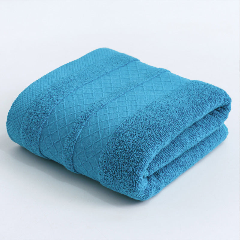 Large premium terry bath towel with decorative structure border