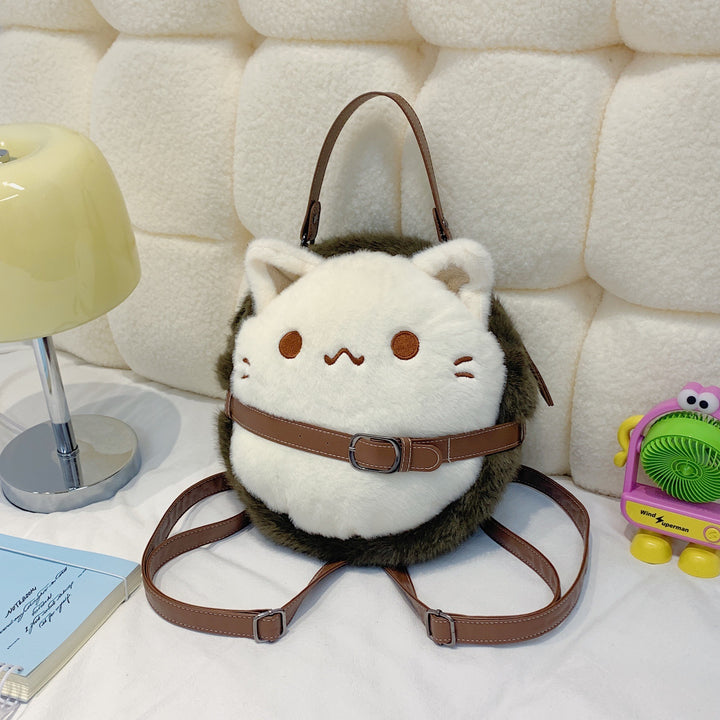 Plush children's backpack with cute cat motif Stornfield