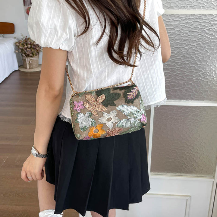 Floral Sequin Clutch Bag