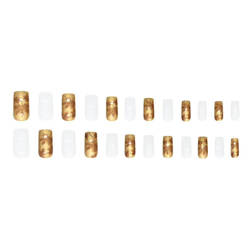 Luxury Metallic Leaf Design Press-On Nail Tips Stornfield