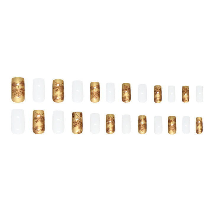Luxury Metallic Leaf Design Press-On Nail Tips Stornfield