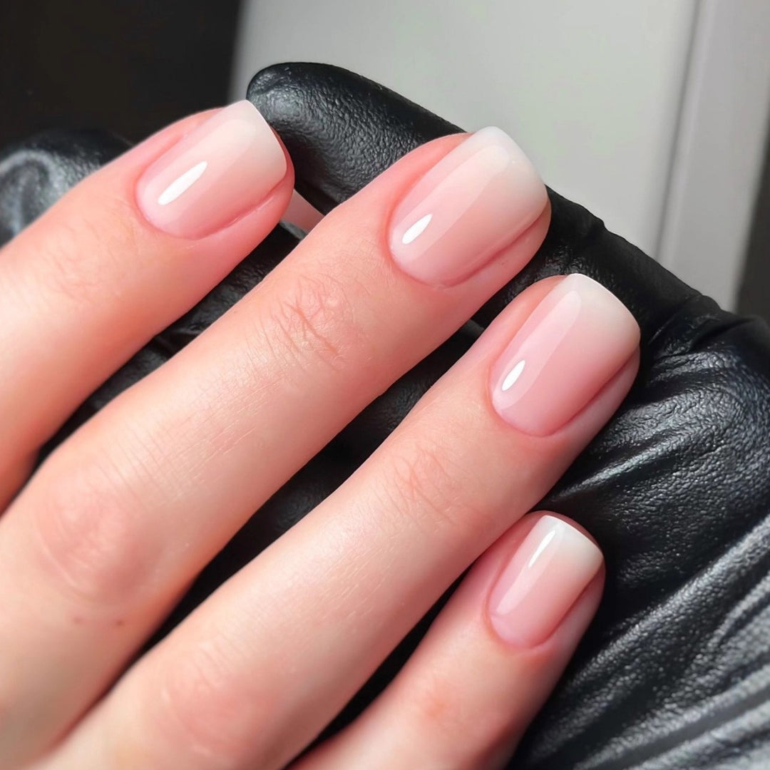 Elegant Artificial Nails with French Manicure and Glitter Effects Stornfield