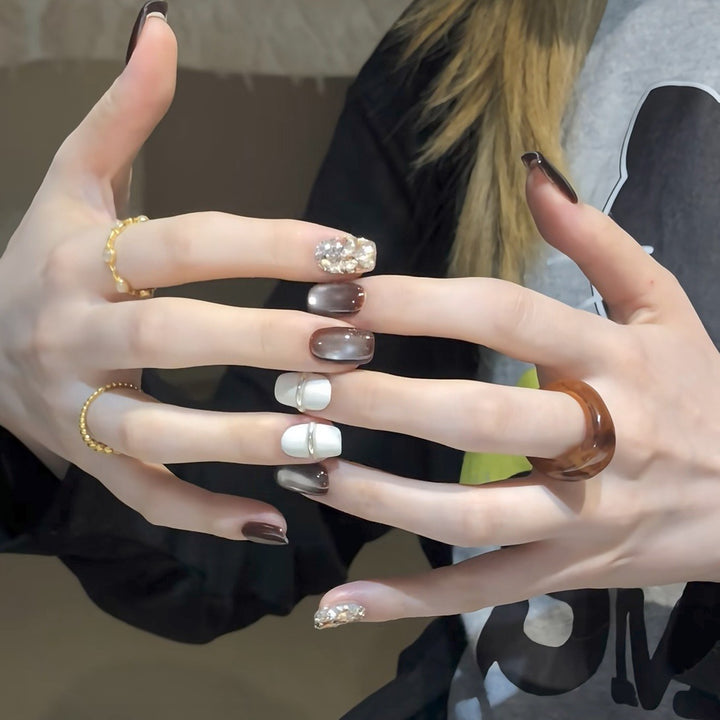 Press-On Nail Art Set with Ombre and Glitter Accents Stornfield