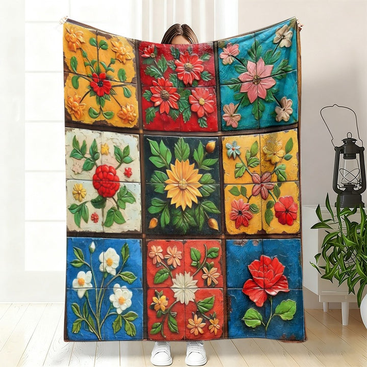 Decorative Floral Art Throw Blanket