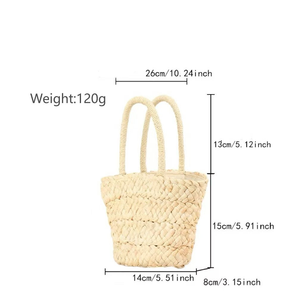 Handcrafted basket bag with double handles Stornfield