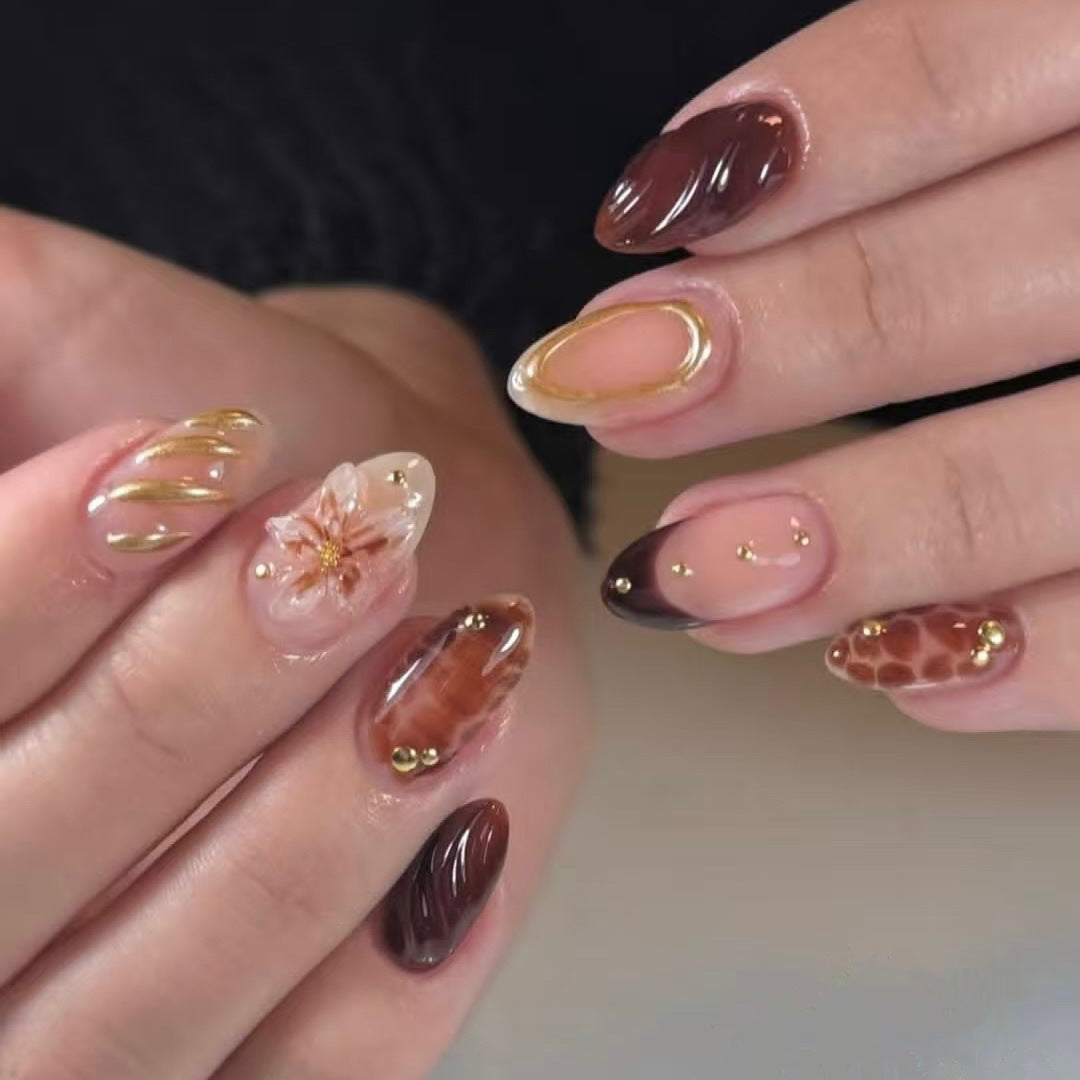 Glamorous Floral-Embellished Press-On Nail Set