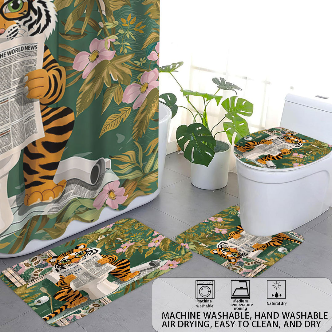 Artistic High-Definition Leopard and Rose-Themed Bathroom Décor Set Stornfield