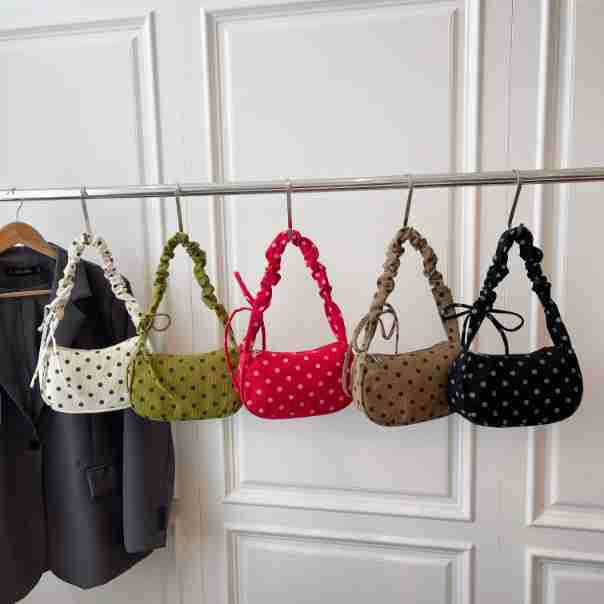 Ruffled Polka Dot Handheld Shoulder Bag