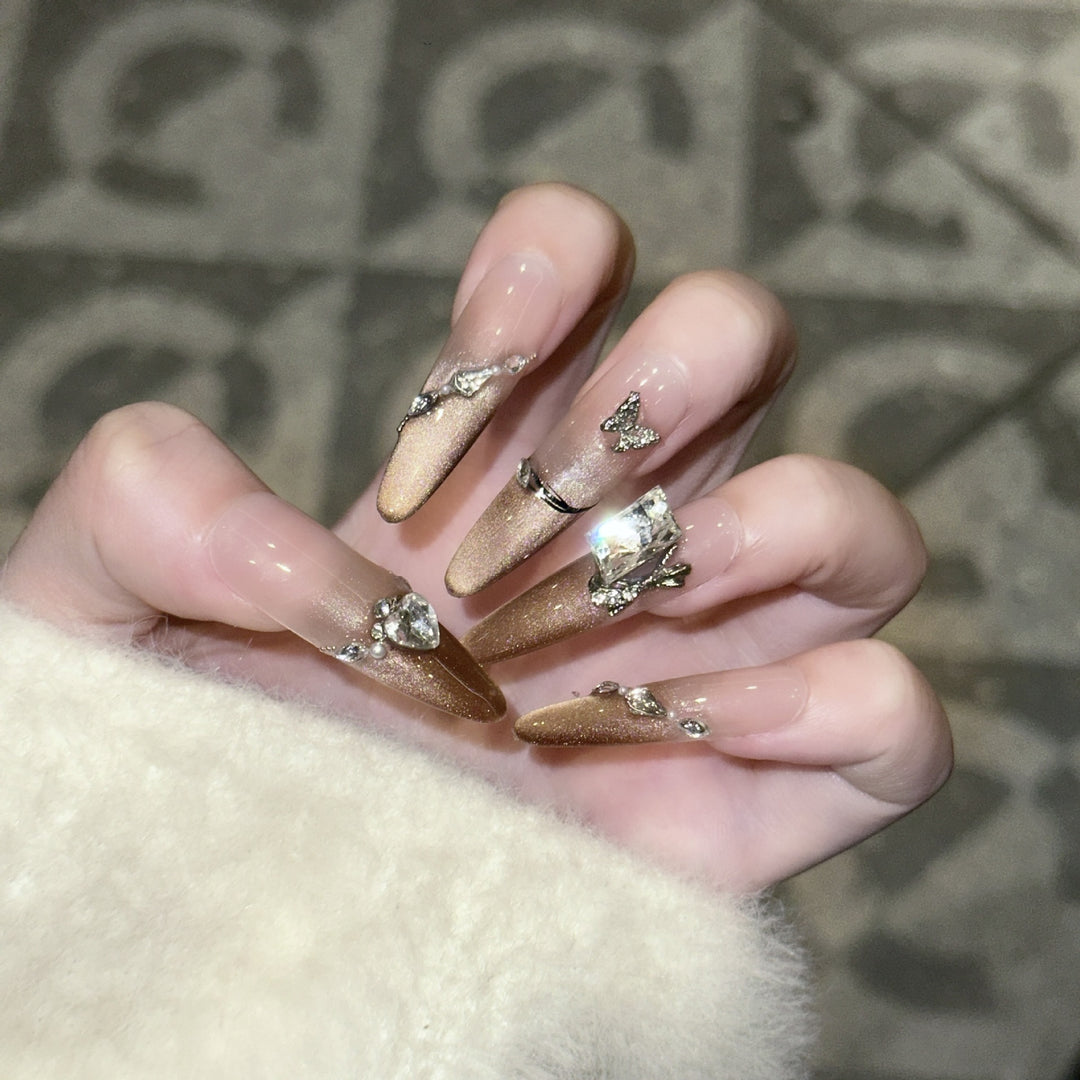 Artificial Nails in Sparkling Stiletto Style with Luxurious Accents Stornfield
