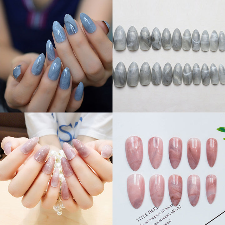 Elegant Marble Effect Press-On Nail Tips Stornfield