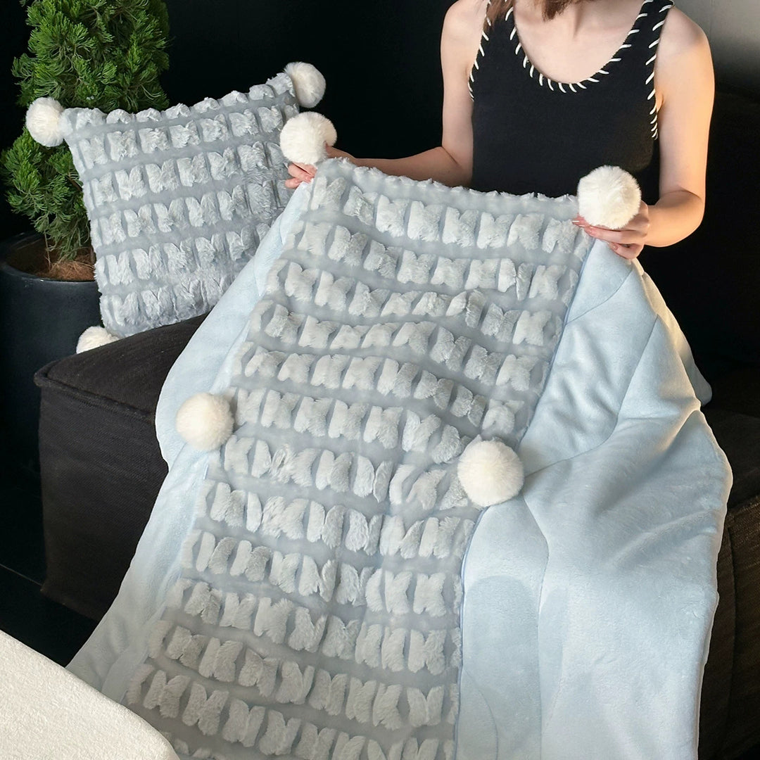 Decorative Cozy Textured Fleece Blanket Set Stornfield