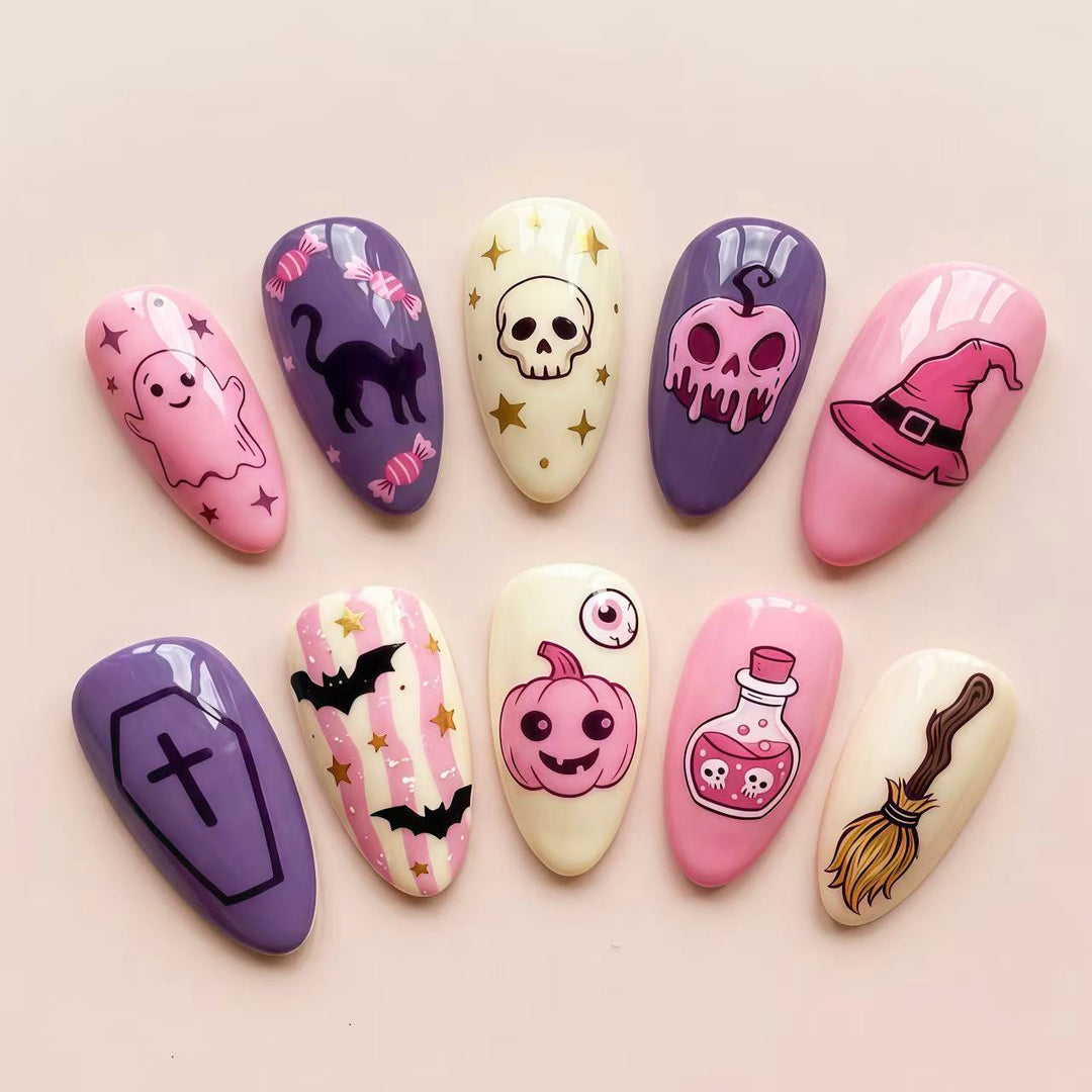 Thematic Halloween Press-On Nail Art Set