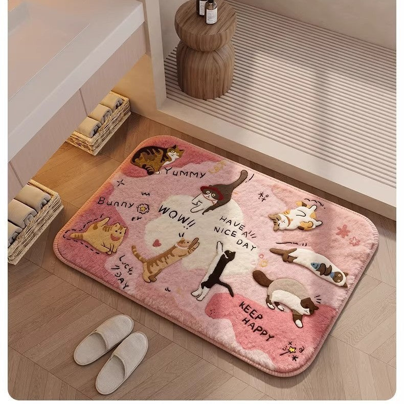 Playful Cat-Themed Soft Bath Mat
