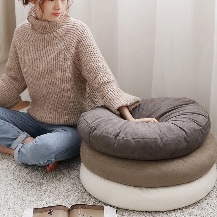 Floor cushion pouf with shape-stable filling and removable cover