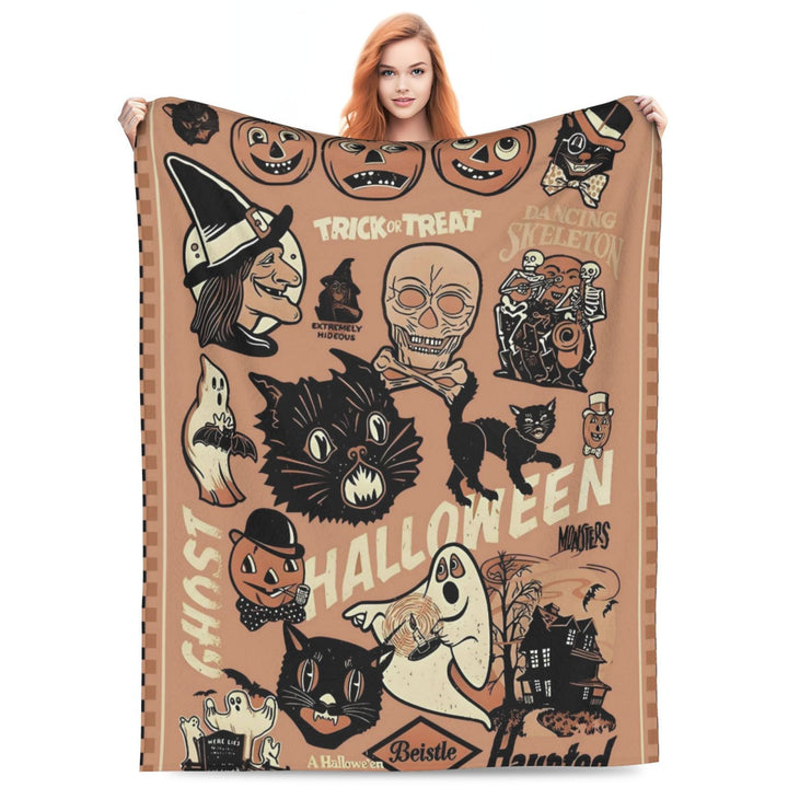 Halloween-Themed Cozy Fleece Blanket