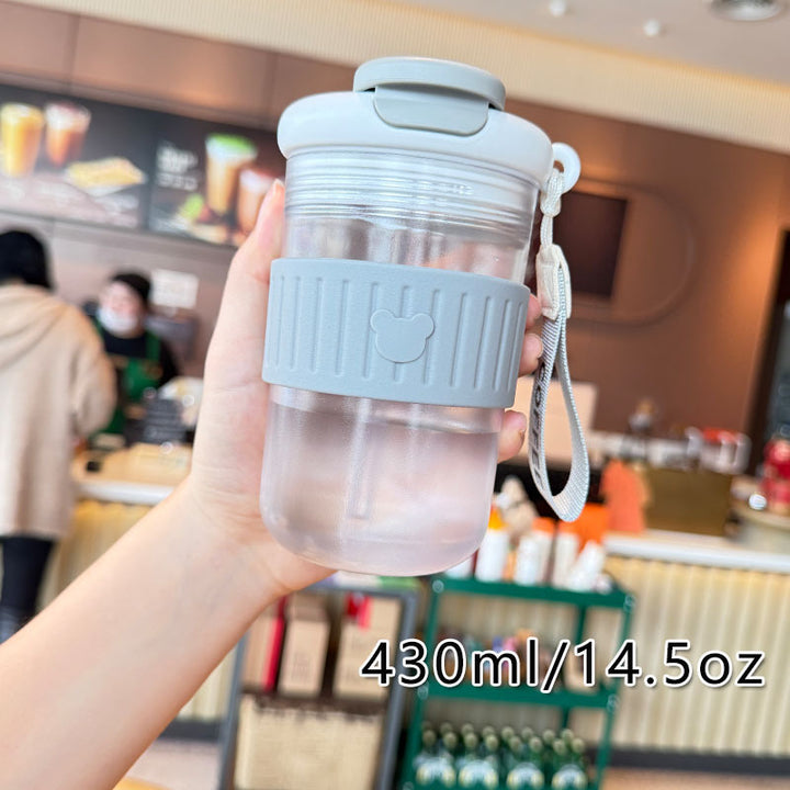 Women insulated drinking bottle with non-slip silicone ring and integrated straw Stornfield