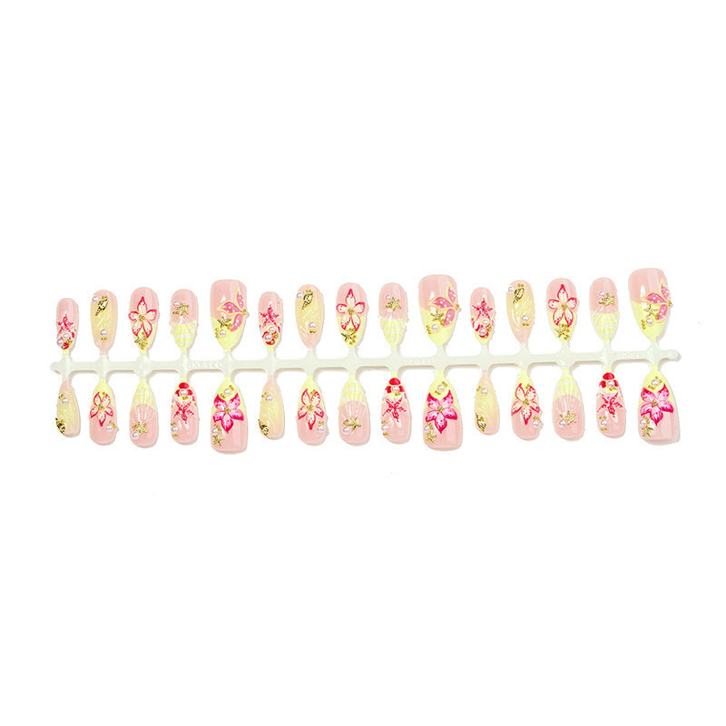 Acrylic nail set with luxurious 3D details and floral design Stornfield