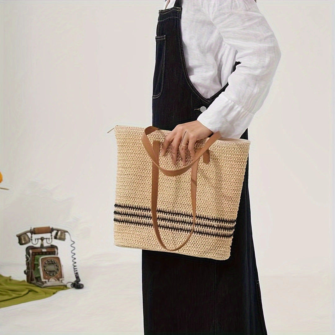 Spacious beach bag with durable synthetic leather handle Stornfield