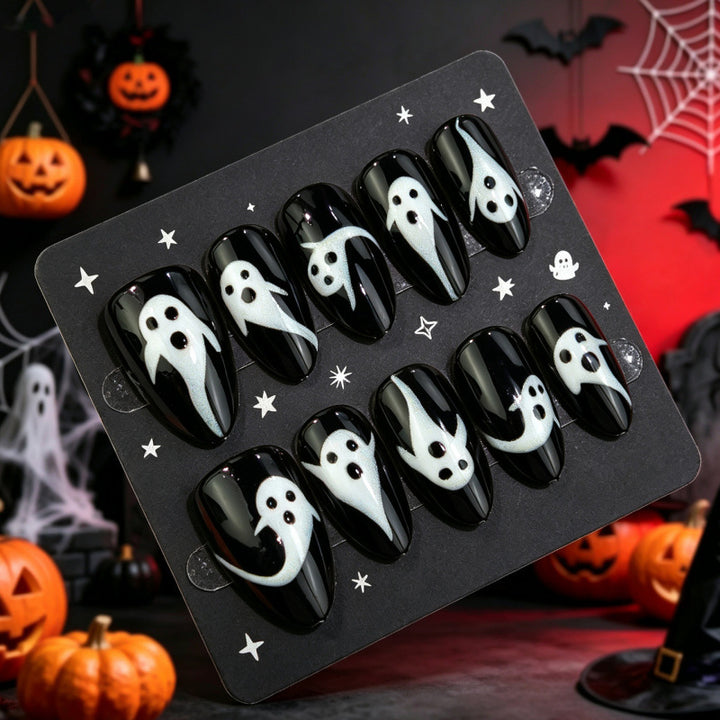 Ghostly-Themed Press-On Nail Art Set