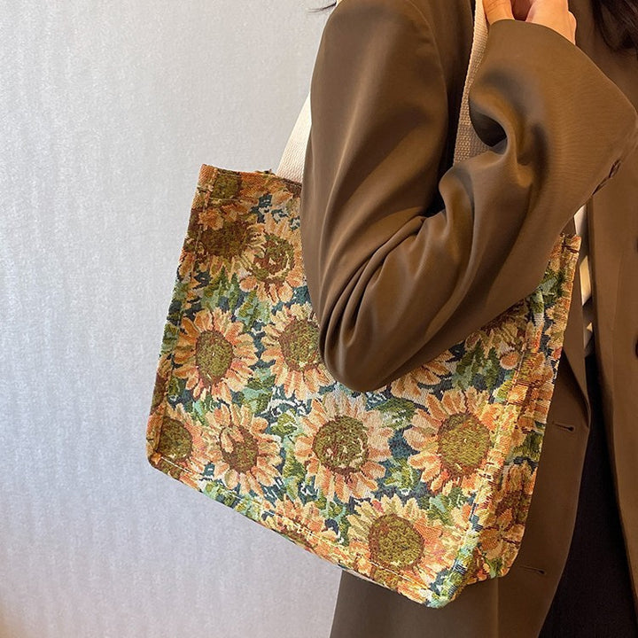 Floral Patterned Cotton Tote Bag