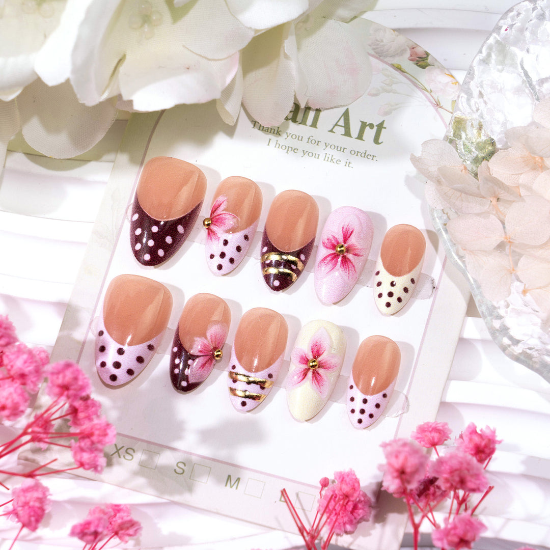 Artistic 3D Floral Press-On Nail Art Set Stornfield