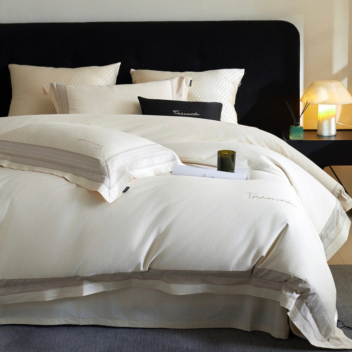 Luxury Embroidered Duvet Cover Set with Decorative Border