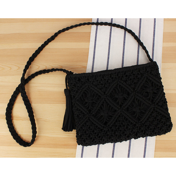 Handcrafted Macrame Shoulder Bag with Tassels Stornfield