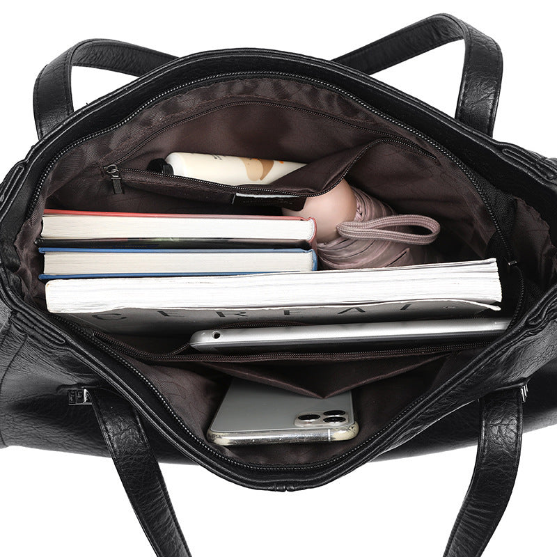 Stylish Slouchy Faux Leather Tote Bag