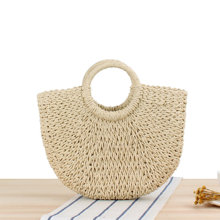 Beach bag made of durable woven material with modern circular design Stornfield