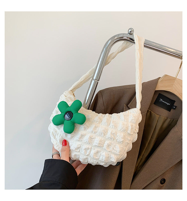 Floral Accent Textured Handbag
