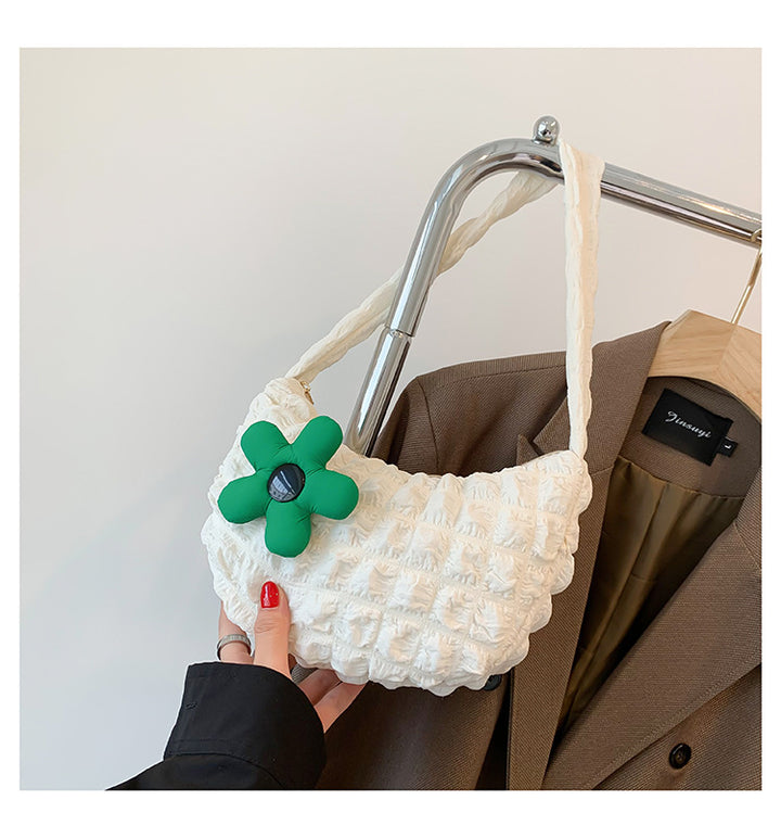 Floral Accent Textured Handbag