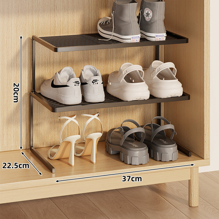 Compact Double-Layer Adjustable Shoe Shelf Riser for Cabinet and Closet