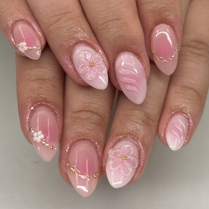 Elegant Floral 3D Press-On Nail Set Stornfield