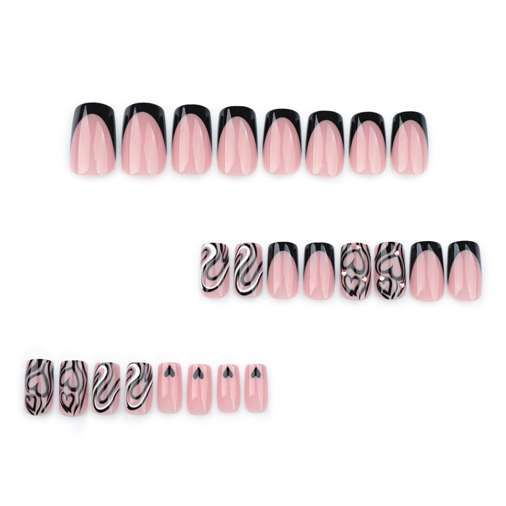 Artful Nail Extensions with Creative Heart and Wave Pattern Stornfield