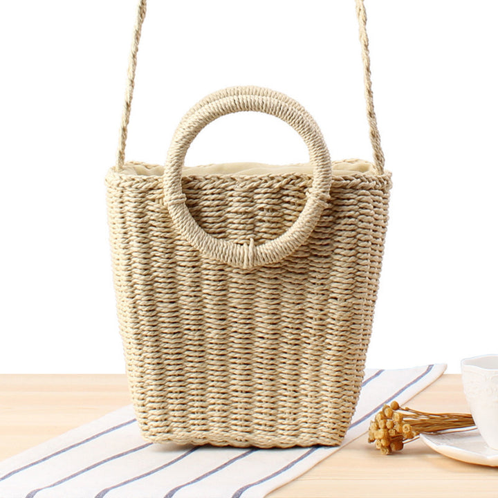 Braided Bast Shoulder Bag with Round Handle Stornfield