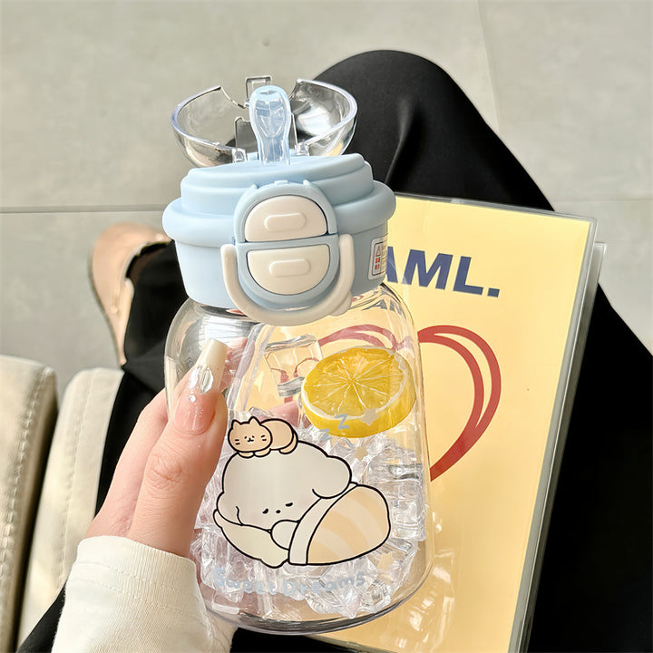 Women's water bottle with integrated fruit infuser and practical flip opening Stornfield
