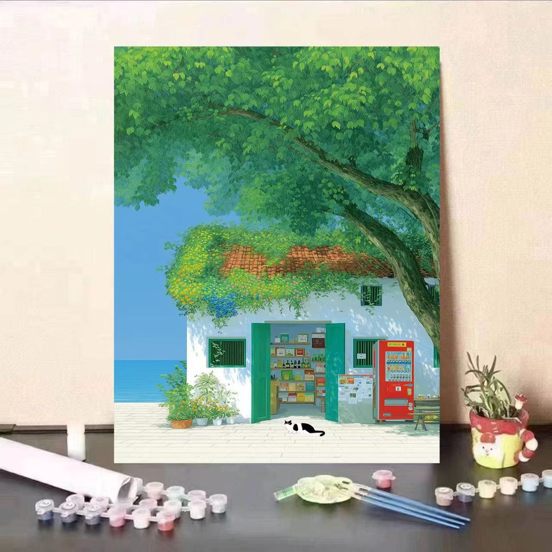 Scenic Coastal Village Canvas Art Stornfield