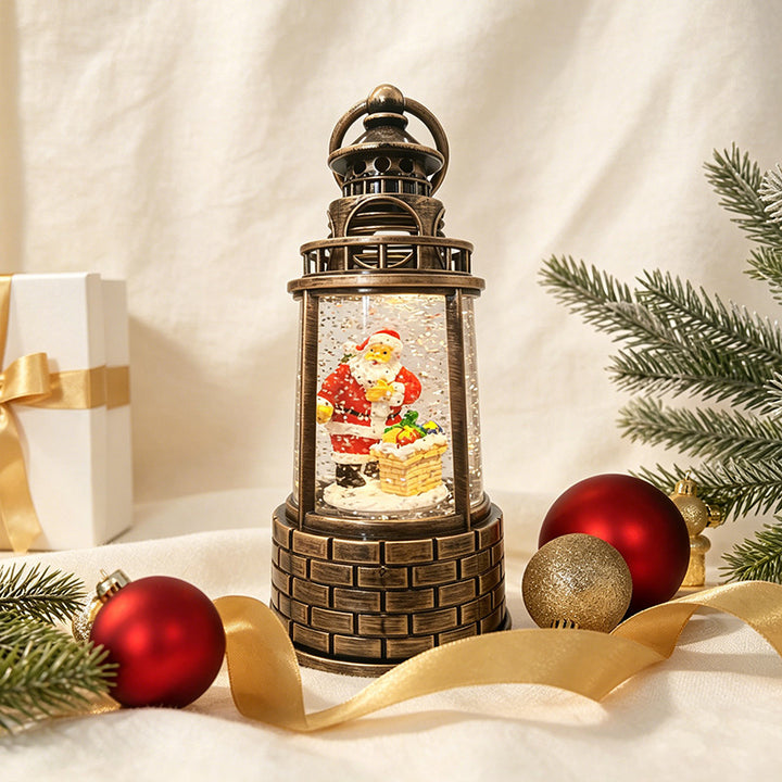 Nostalgic snow lantern with moving snowman scene Stornfield