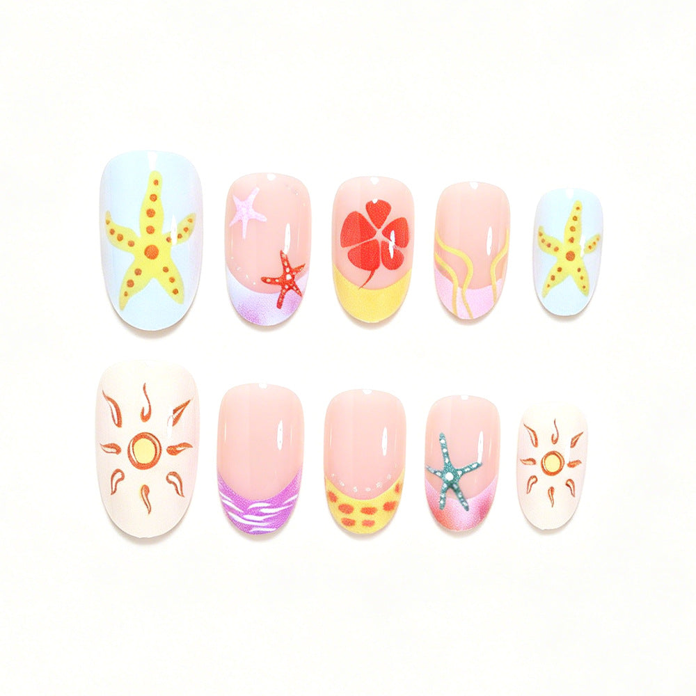 Artistic Summer-Themed Press-On Nail Art Stornfield