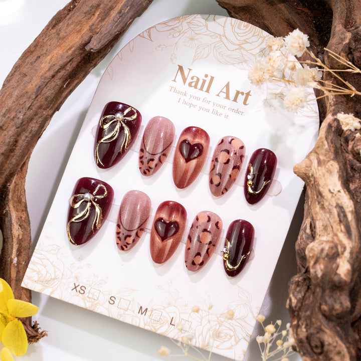 Decorative Press-On Nail Art Set with Elegant Bow Features Stornfield