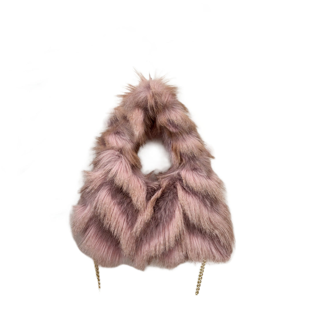 Textured Faux Fur Handheld Purse