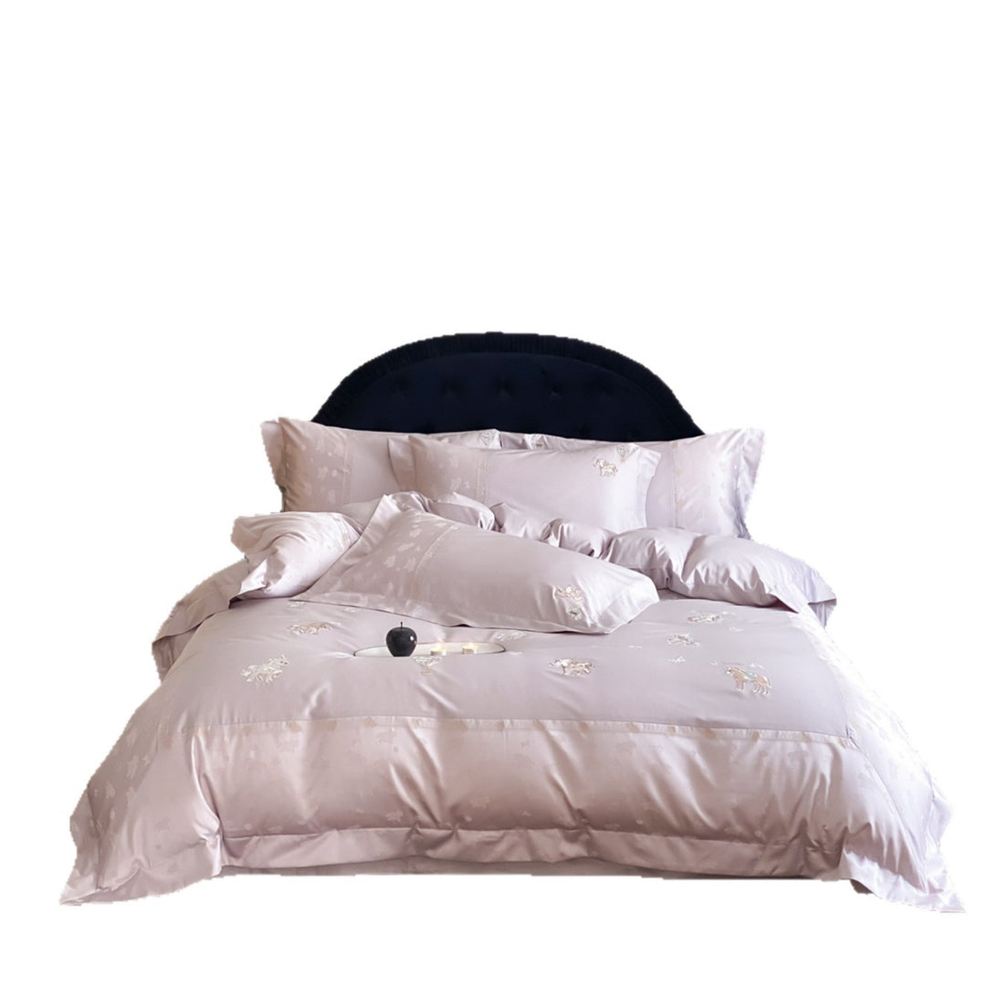 Luxury Embroidered Satin Duvet Cover Set with Pillow Shams