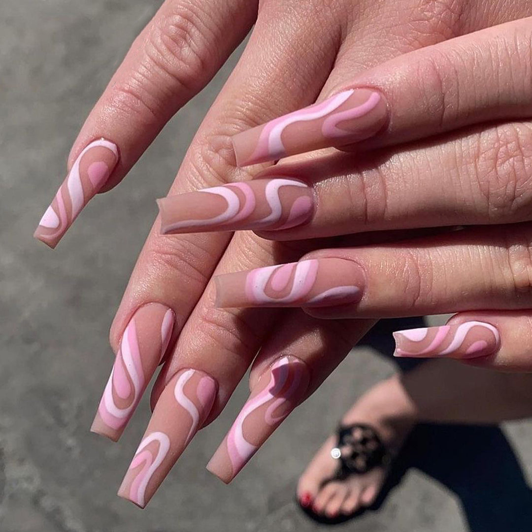Artificial nail extensions with elegant wave design Stornfield