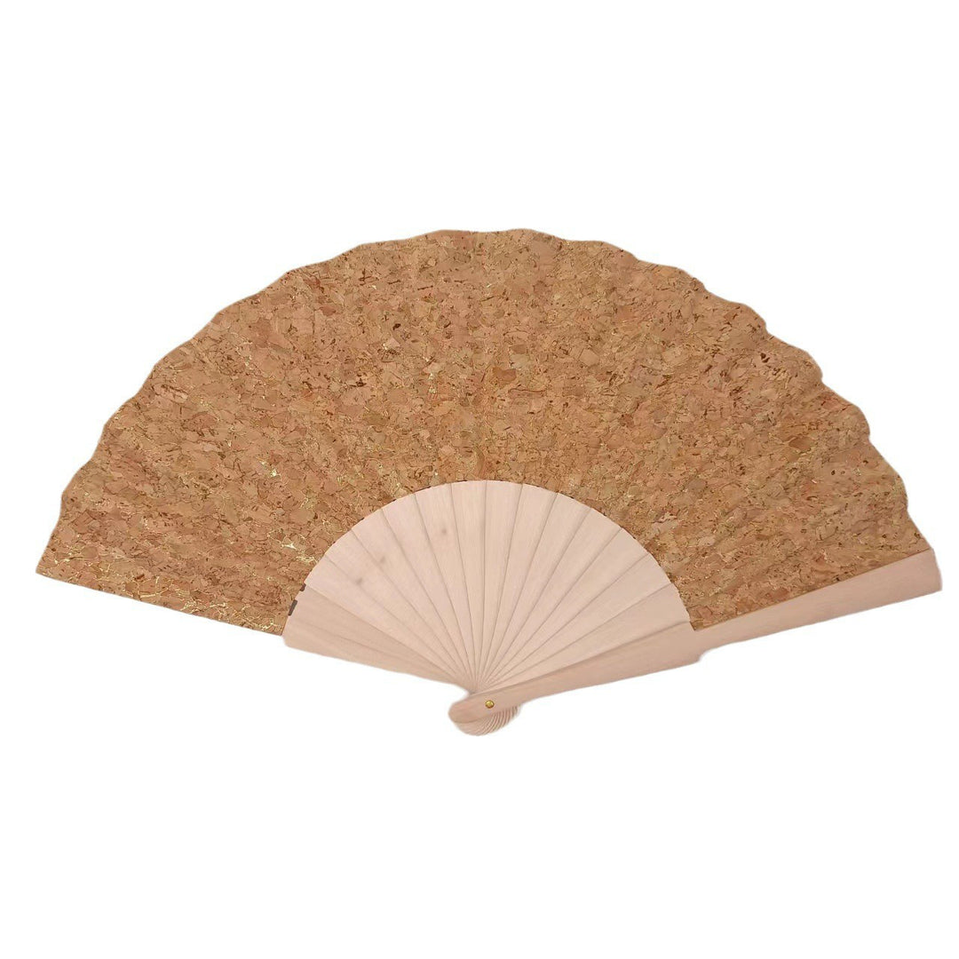 Ladies handcrafted fan made of cork and wood Stornfield