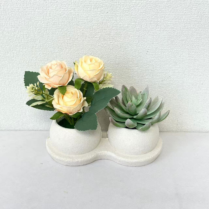 Decorative Succulent and Rose Arrangement for Home Decor