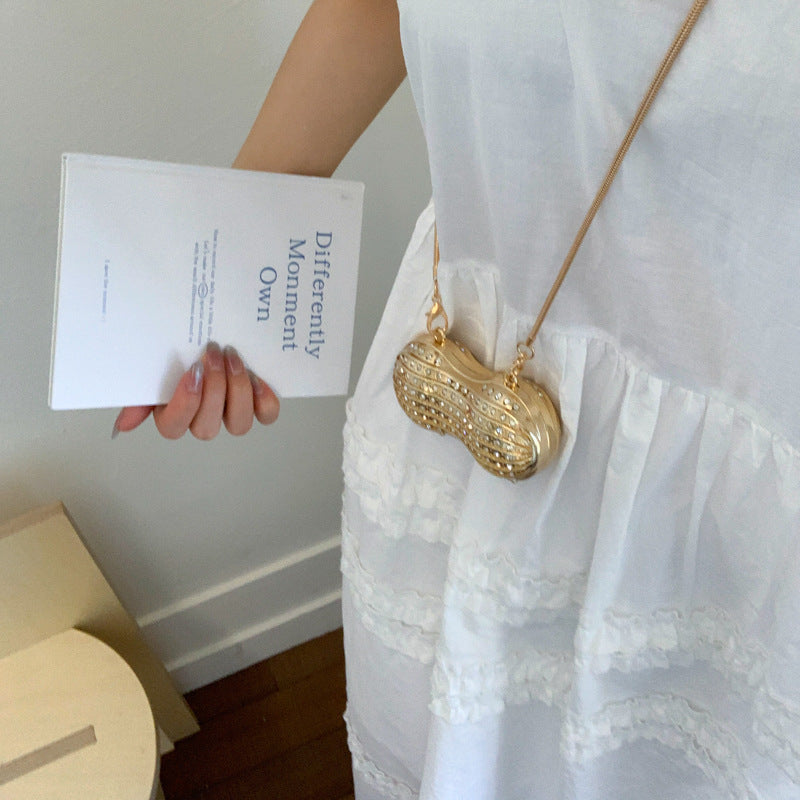 Glamorous Rhinestone Peanut-Shaped Crossbody Bag Stornfield