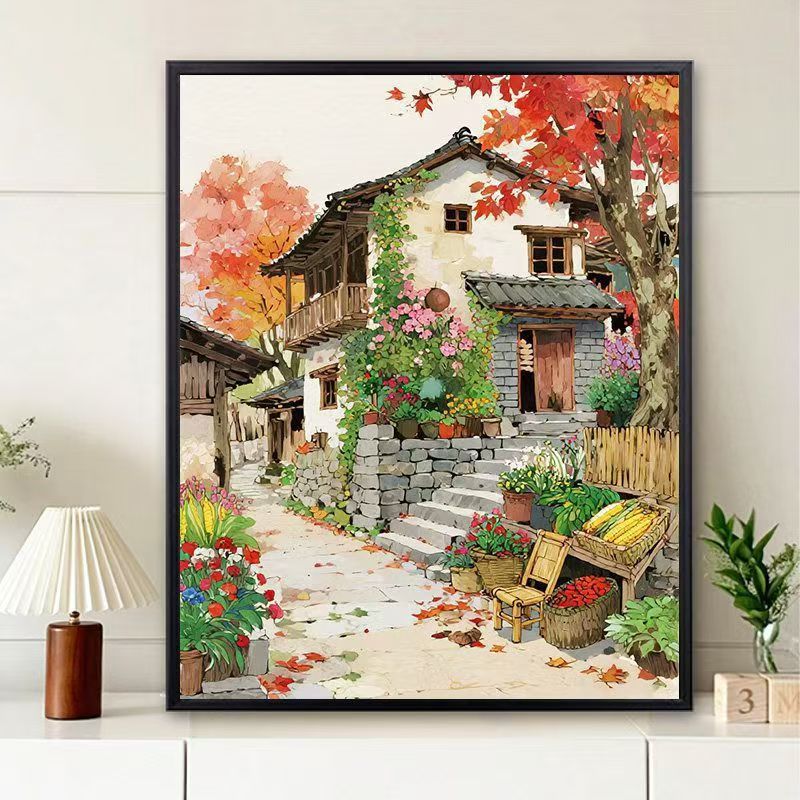 Scenic Village Landscape Art Print Stornfield